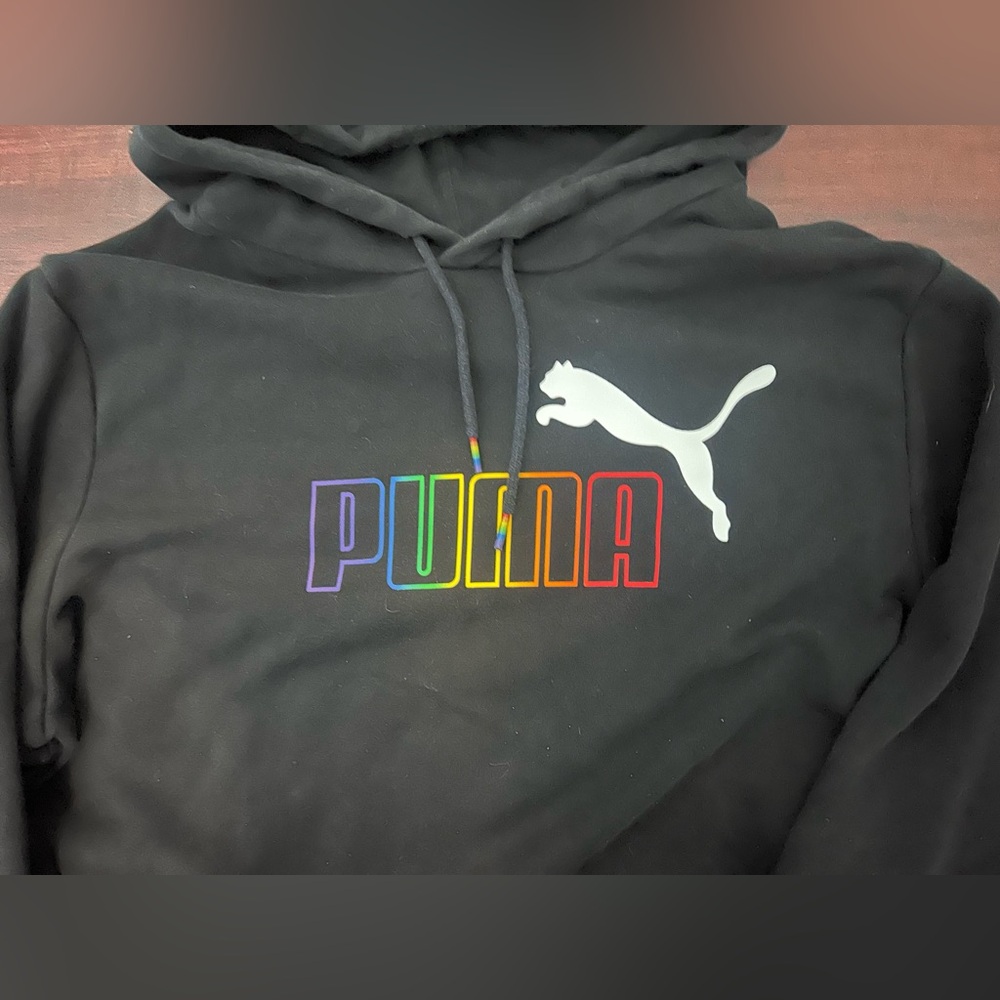Puma Black Hoodie with Multicolor Logo